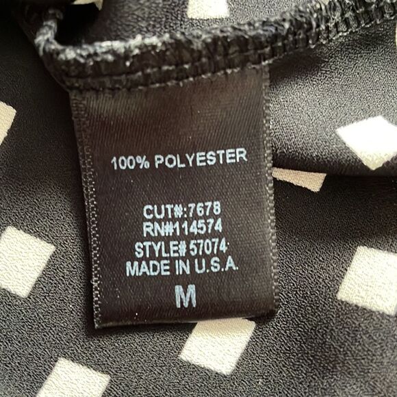 Pleione Black and White Square Short Sleeve Top - Picture 4 of 5